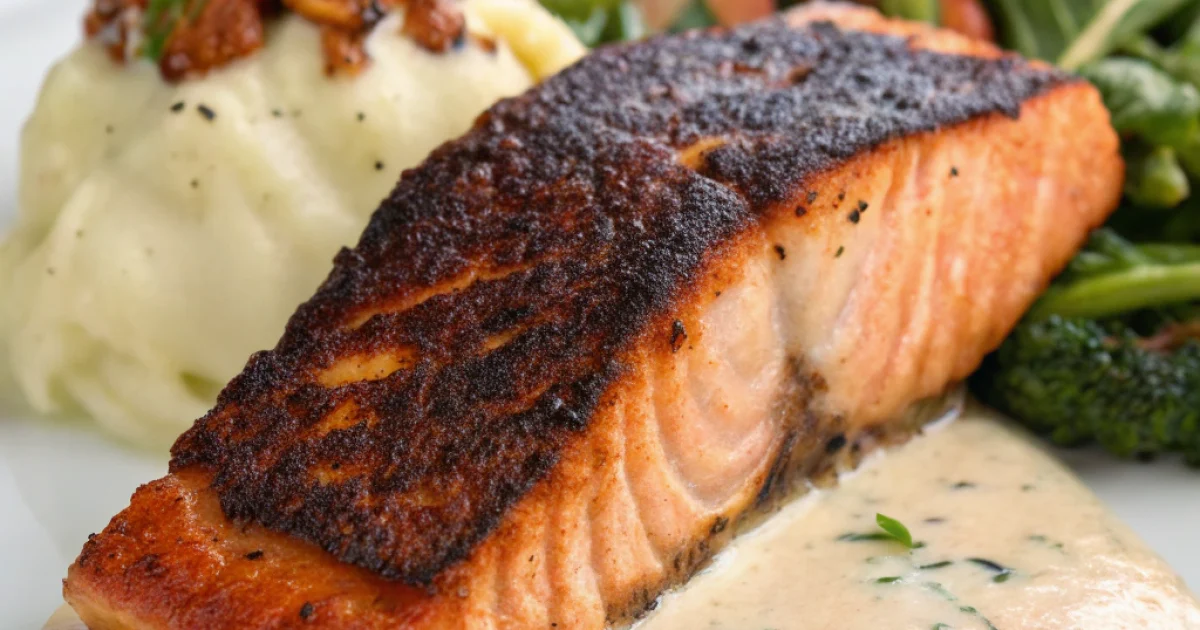 blackened-salmon-with-creamyingredients Blackened Salmon with Creamyingredients